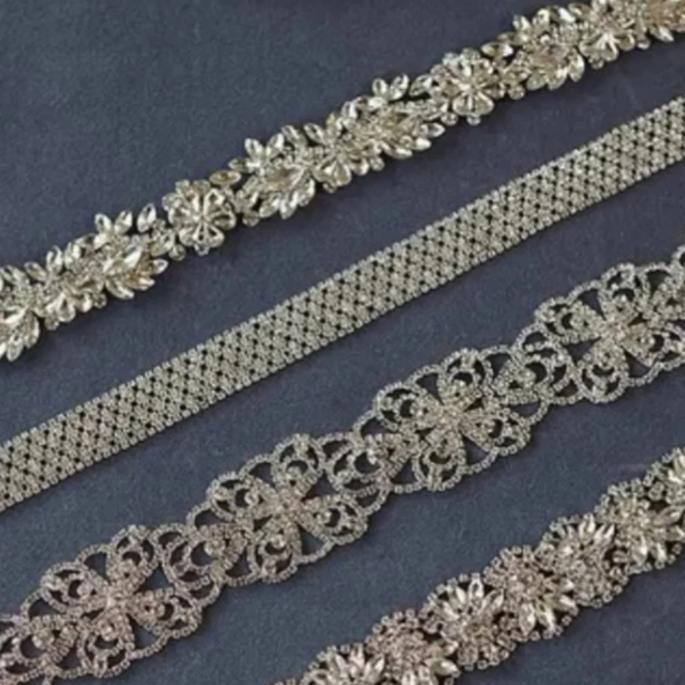 Borrowed & Blue by Southern Living Rectangle Row Of Flowers Crystal Belt